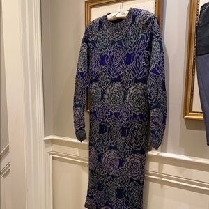 Missoni Long-Sleeve Floral Jacquard Knit Dress in purple, green  and Gray